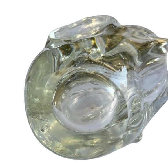 Murano Art Glass Basket Split Handle Hand Blown Clear Art Glass Vintage Abstract - Picture 4 of 9